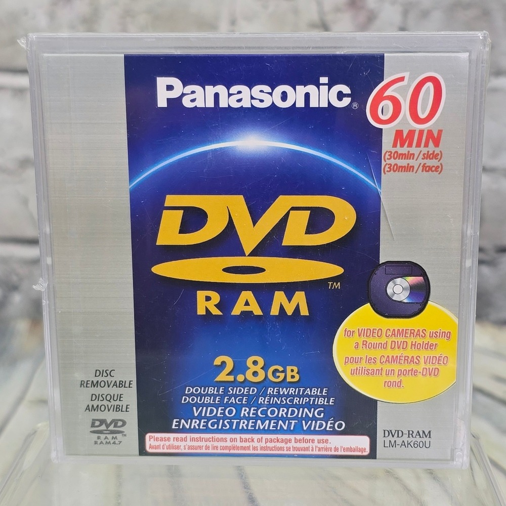 Panasonic LM-AK60U DVD-RAM 2.8GB 60min Double Sided Rewritable Disc Video Camera